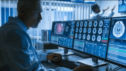 Health Professional Digitally Analyzing Reports